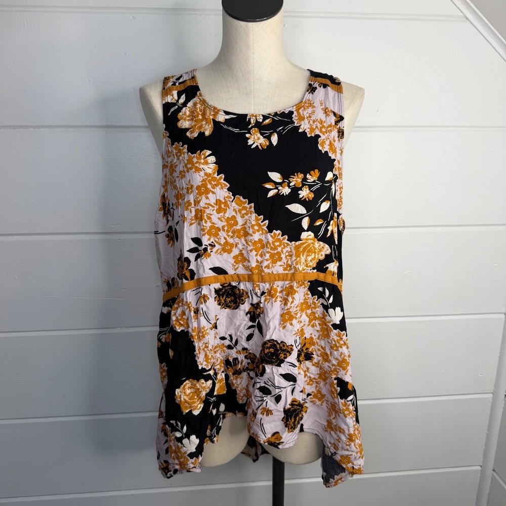 Maurices Womens XXL Floral Tiered Babydoll Tunic High Low Sleeveless Top